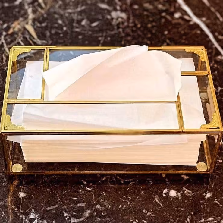 جا دستمال برنجی طلایی