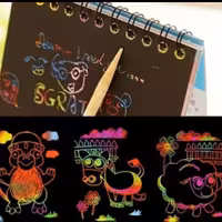 دفترچه یادداشت جادویی رنگی وحدت فانتزی جذاب و زیبا تخته ذغالی در عین حال رنگین اسکراچ برد 