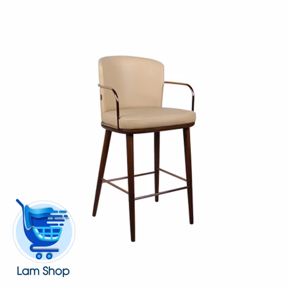 صندلی کانتر دسته دار تورینوI با فریم آبکاری طلایی و رزگلد نظری (P941B)(زمان ارسال 15 تا 20 روز کاری)