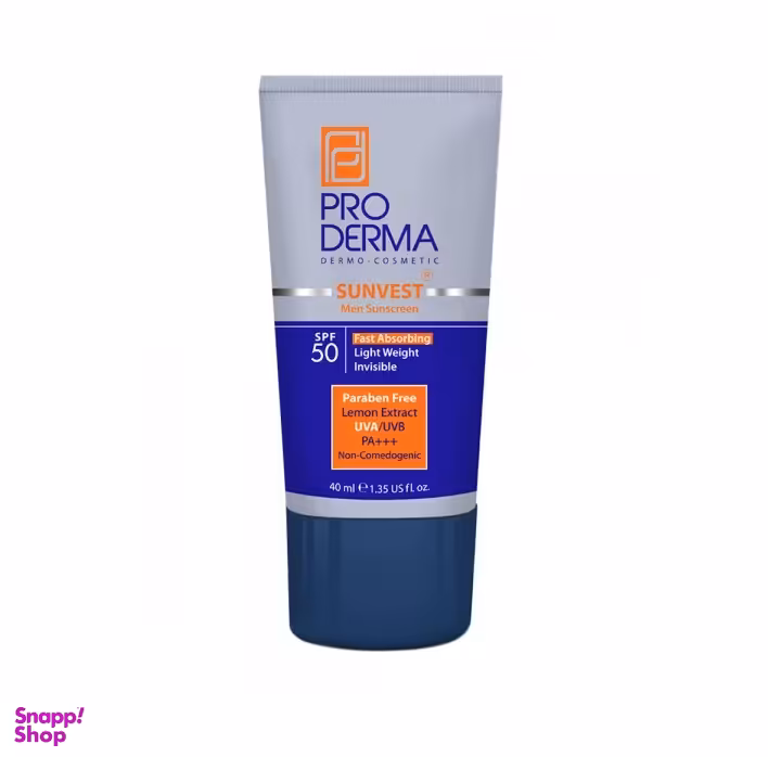 کرم ضد آفتاب مناسب آقایان پرودرما (Pro derma) فاقد چربی با SPF50 حجم 40 میلی‌لیتر