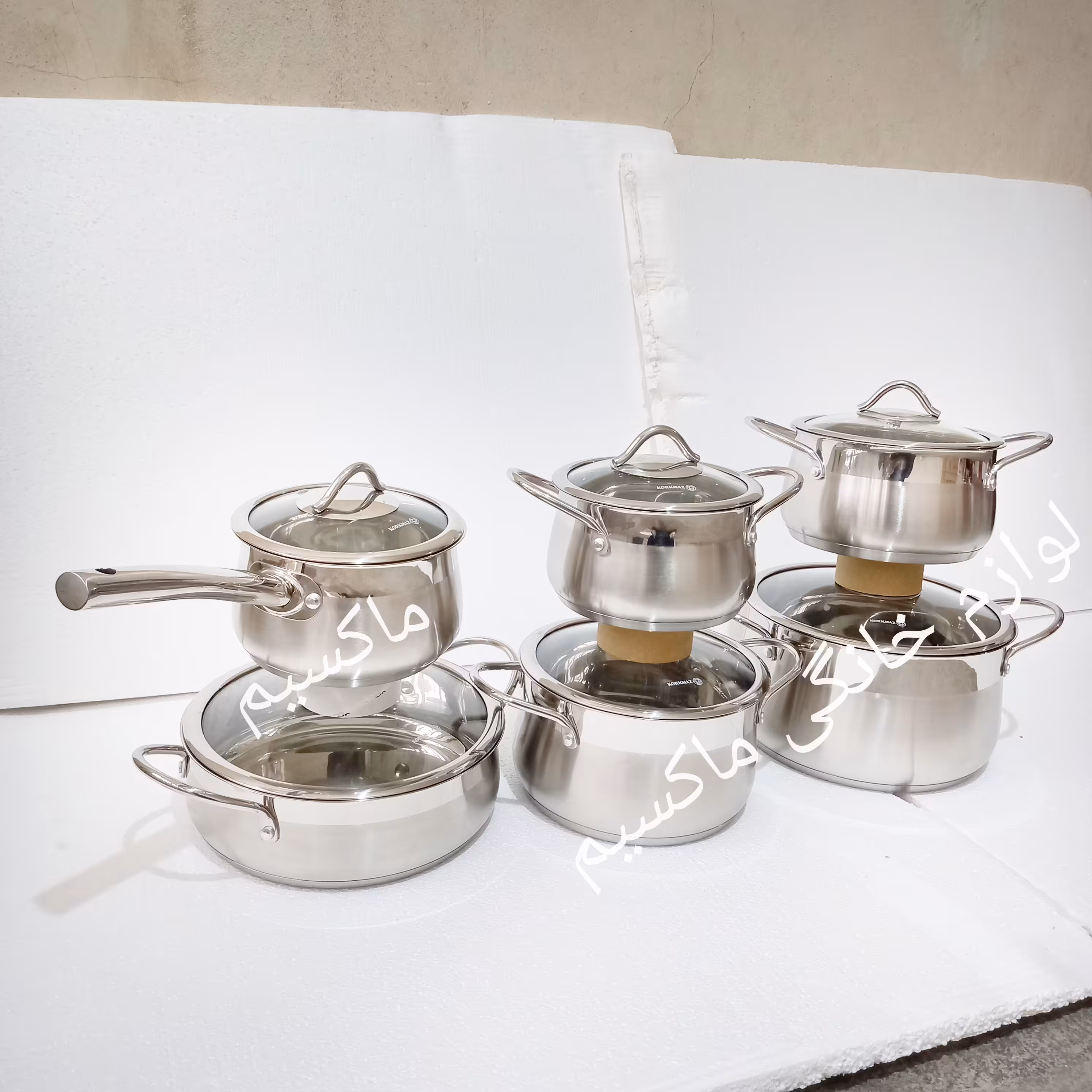 سرویس قابلمه کرکماز 12 پارچه ترکیه حکاکی شده مدل آلفا درب شیشه