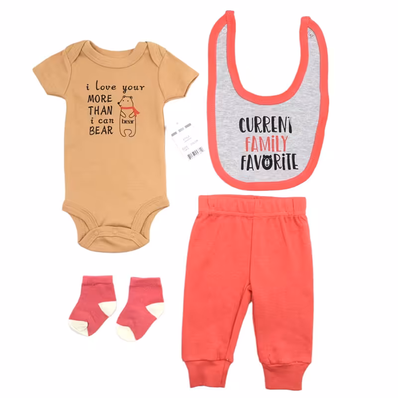 ست لباس زیر دکمه ای با شلوار و پیشبند طرح خرس Style