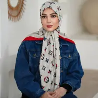 روسری ابریشم توییل دور دستدوز طرح ال وی قواره 140  