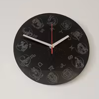 ساعت دیواری نماد برج های تولد از جنس پلکسی گلس مشکی براق 44 سانتی