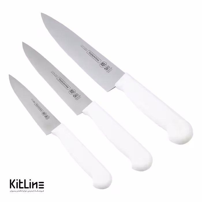 ست 3 عددی چاقو سرآشپز بداف دسته سفید (TRAMUNTENA)