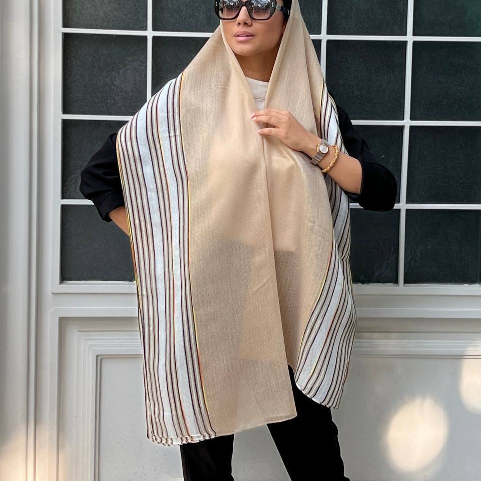 شال حریر نخ راه راه کد 39118 (2)