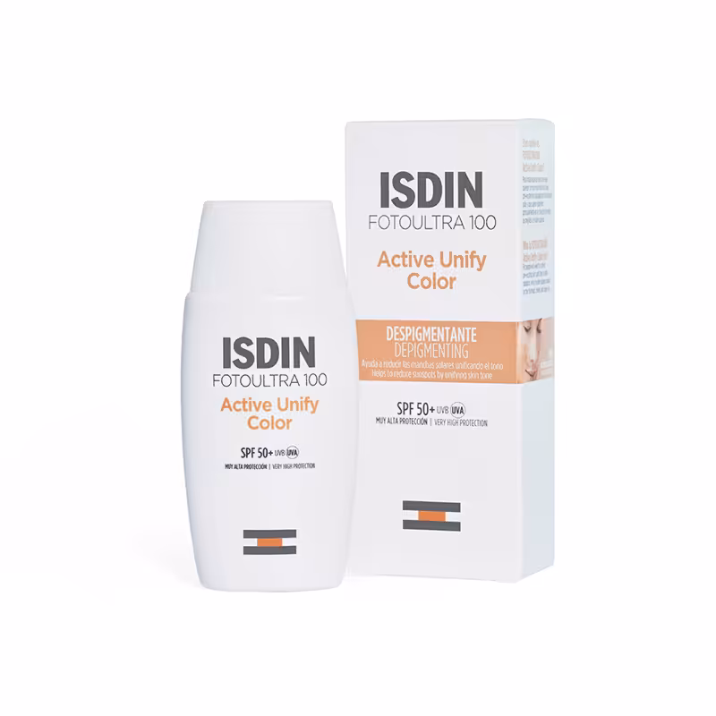 ضد آفتاب و ضد لک رنگی اکتیو یونیفای ایزدین ISDIN Foto Ultra 100 Active Unify Color Fusion Fluid SPF 50 • خوش آرا