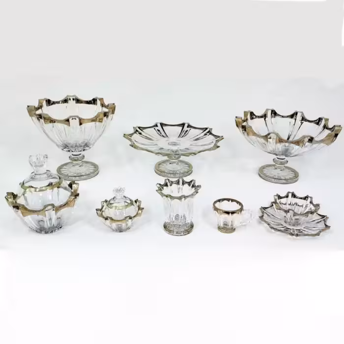 سرویس پذیرایی کریستال 46 پارچه مدل تانگو طلایی 12 نفره با ارسال رایگان