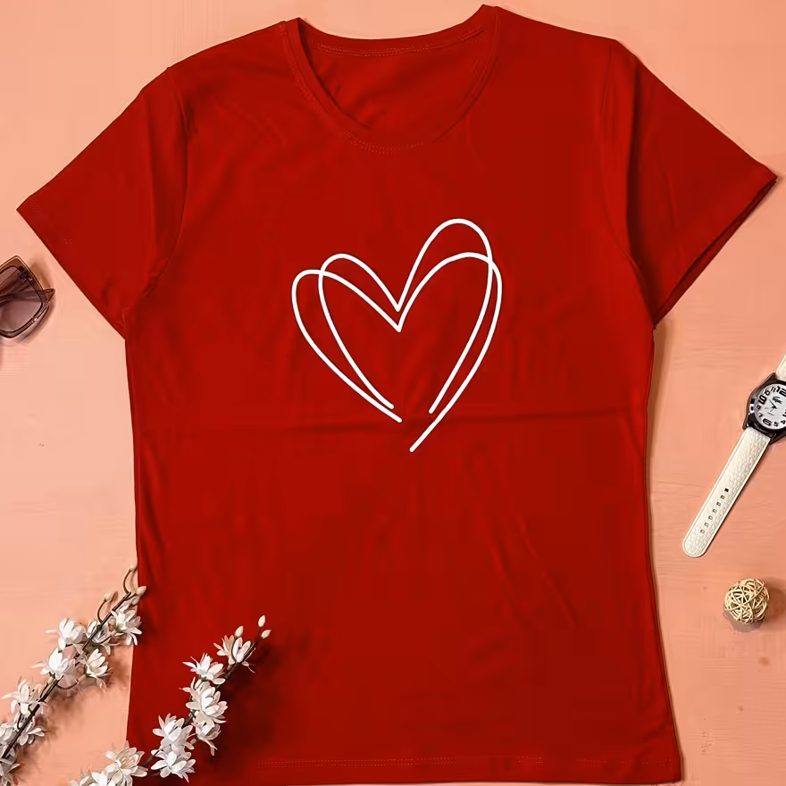 تیشرت دخترانه قلبی جنس نخ پنبه با کیفیت عالی در  رنگهای جذاب