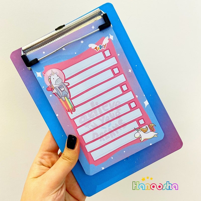 تخته شاسی طرح unicorn سایز A5 به همراه کاغذ چک لیست