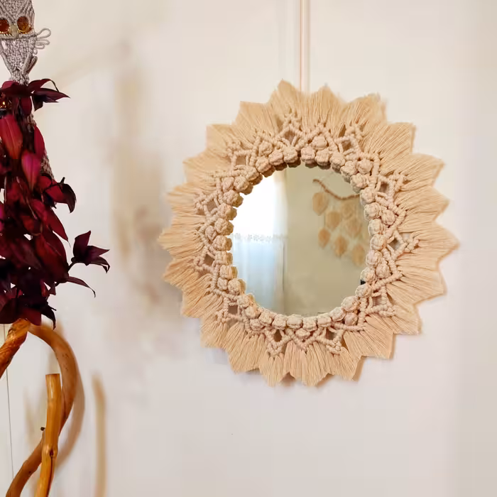 قاب آینه مکرومه طرح پناه سایز 45سانتی