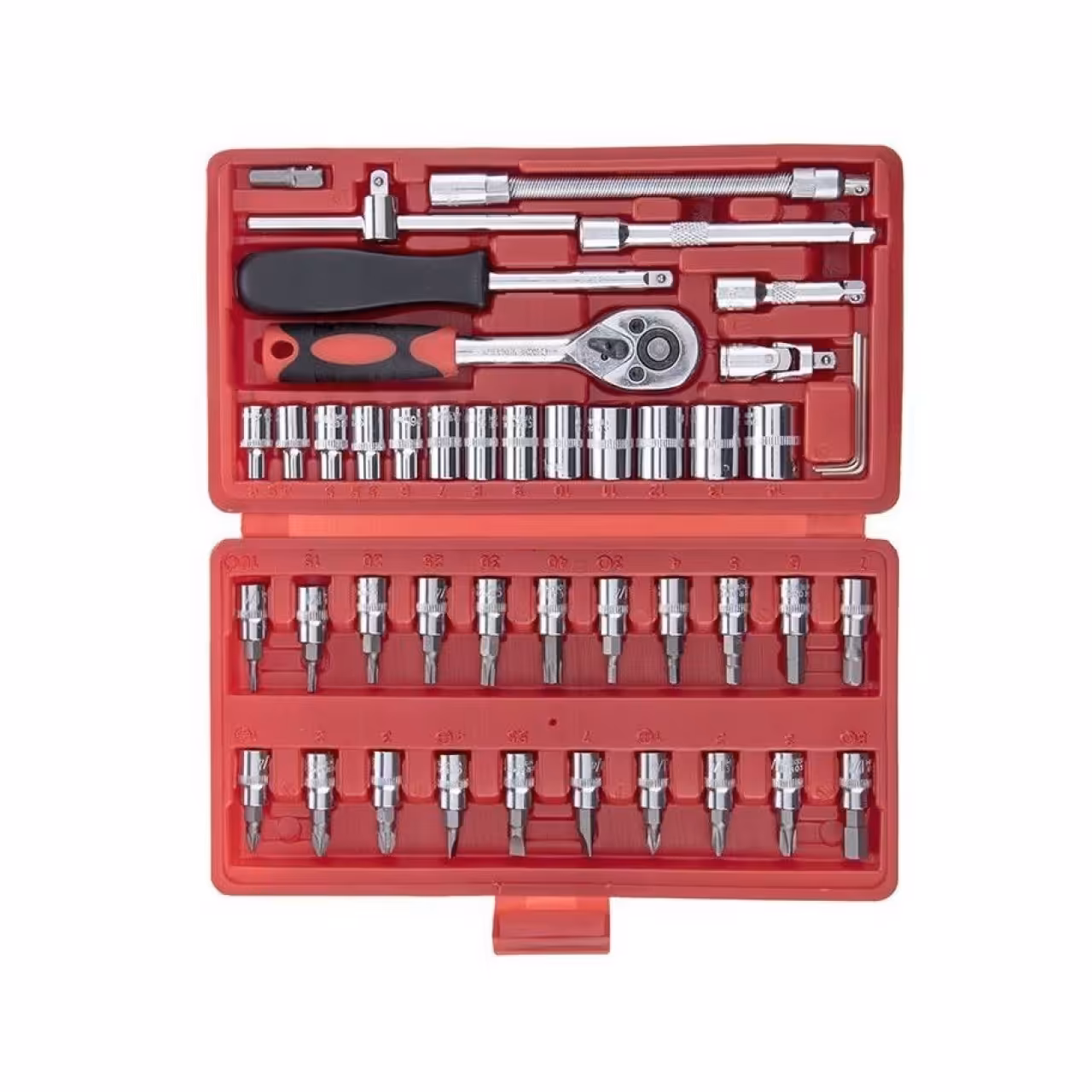 جعبه بکس 46 پارچه مدل بکس و پیچ گوشتی درایو 1/4