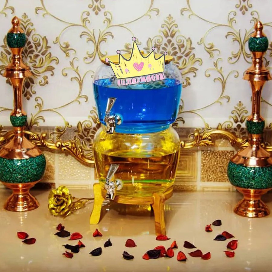 کلمن دو طبقه شیشه ای پایه چوبی ( کیفیت عالی)