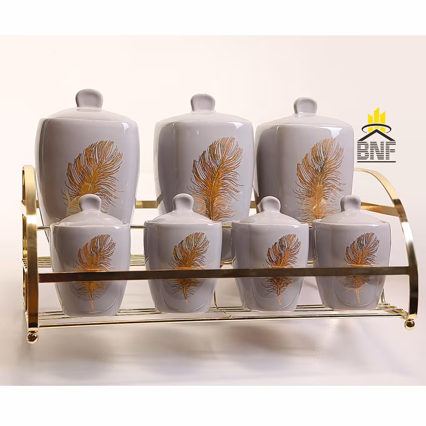 پاسماوری و جا ادویه 7 پارچه سرامیکی فانتزی طرح پر رنگ طوسی