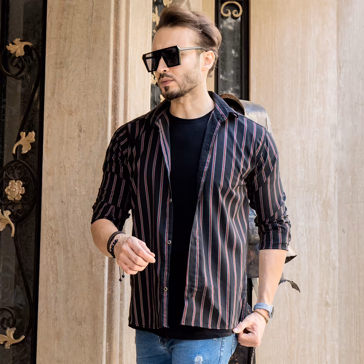 پیراهن مردانه خطی مدل SDU