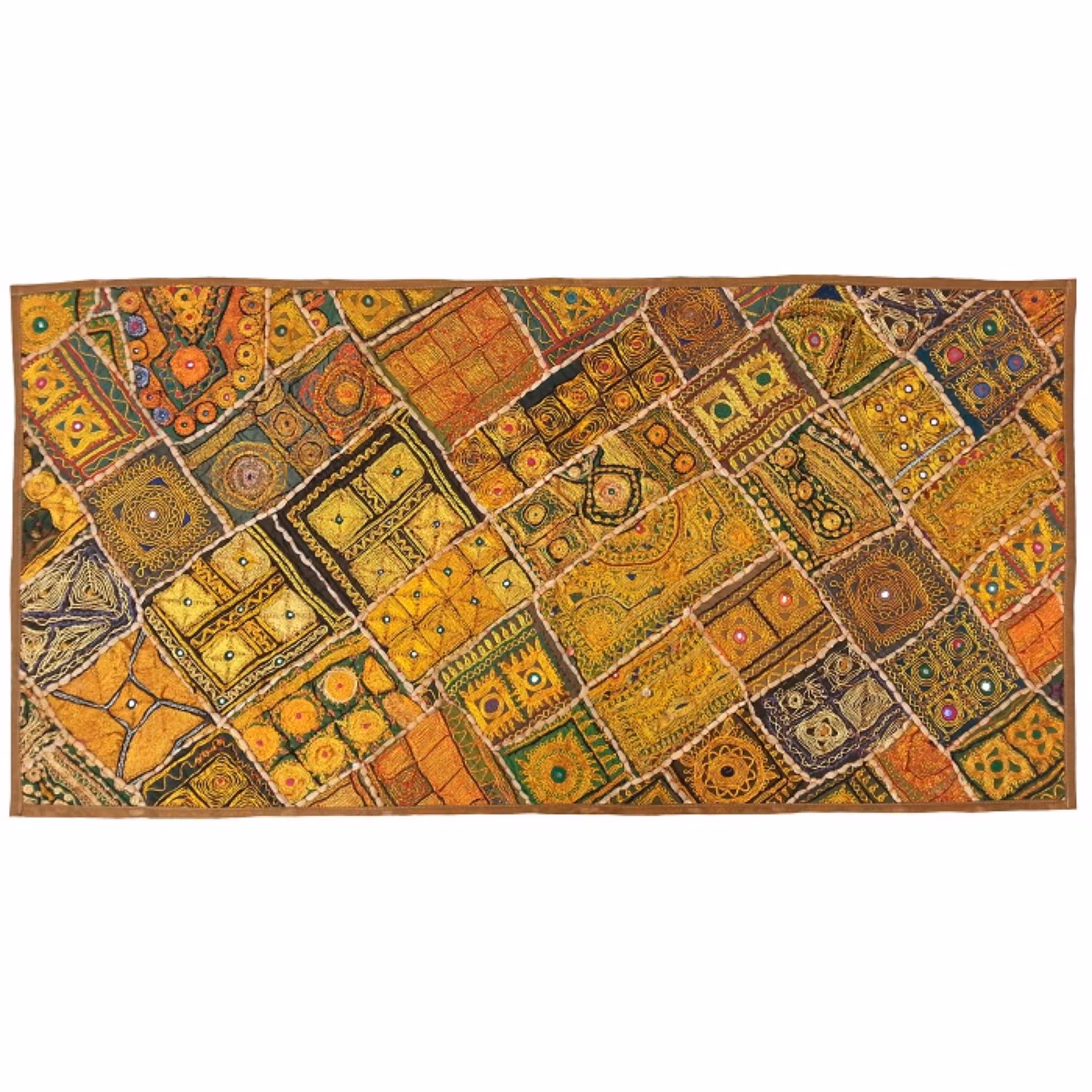 رومیزی کد ZARIMOSBO2 مستطیل بزرگ سوزن دوزی گلابتون نفیس آستردار همچنین مناسب برای قاب