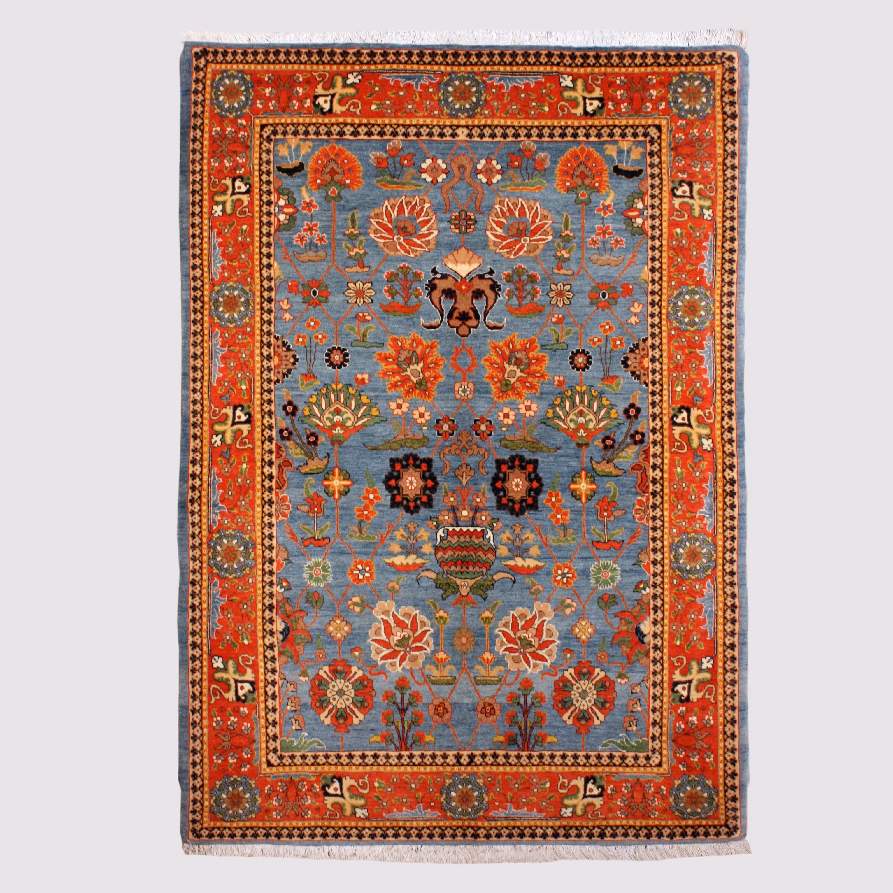 قالیچه 3 متری دستباف با مواد اولیه دست ریس با رنگرزی گیاهی