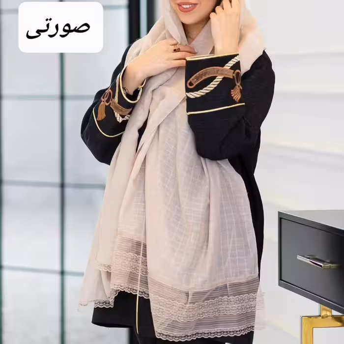 شال  نخی مزونی دستگ گیپور قواره 2 در 75 مناسب استفاده روزمره و کاملا مجلسی