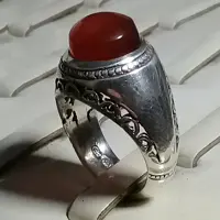 انگشتر   دستساز  کهنه عقیق یمنی  اصل