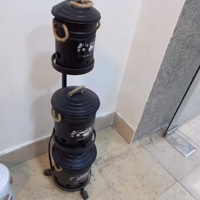 سبدسیب زمینی و جا پیازی فلزی سه طبقه درب دار  با کیفیت عالی 