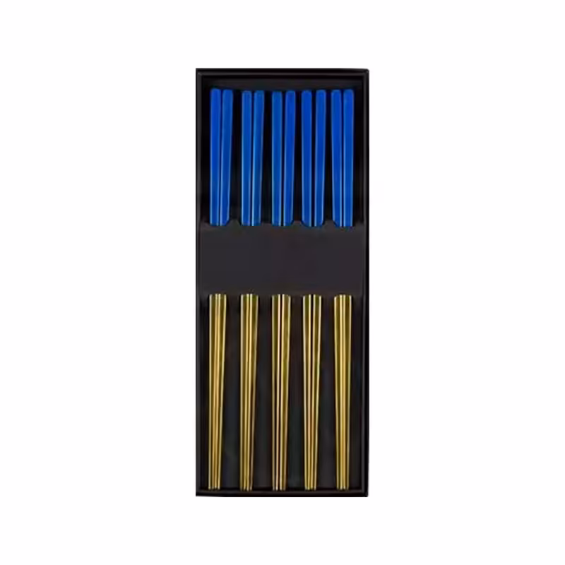 چاپستیک فلزی جفتی طرح 5 (چوب غذاخوری)