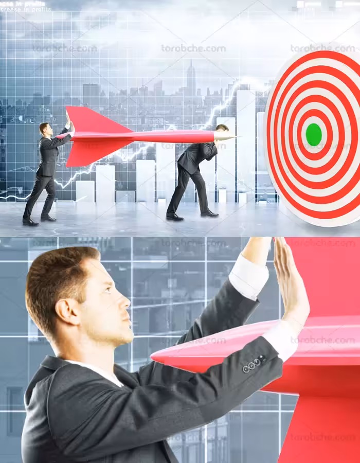 عکس با کیفیت کسب و کار مفهومی پیش به سوی هدف - گرافیک با طعم تربچه