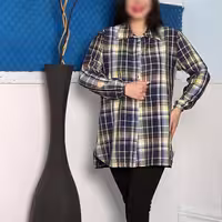 مانتو چهارخانه  زنانه و دخترانه  مونا جنس نخ کتان مرغوب بسیار نرم و لطیف فری سایز