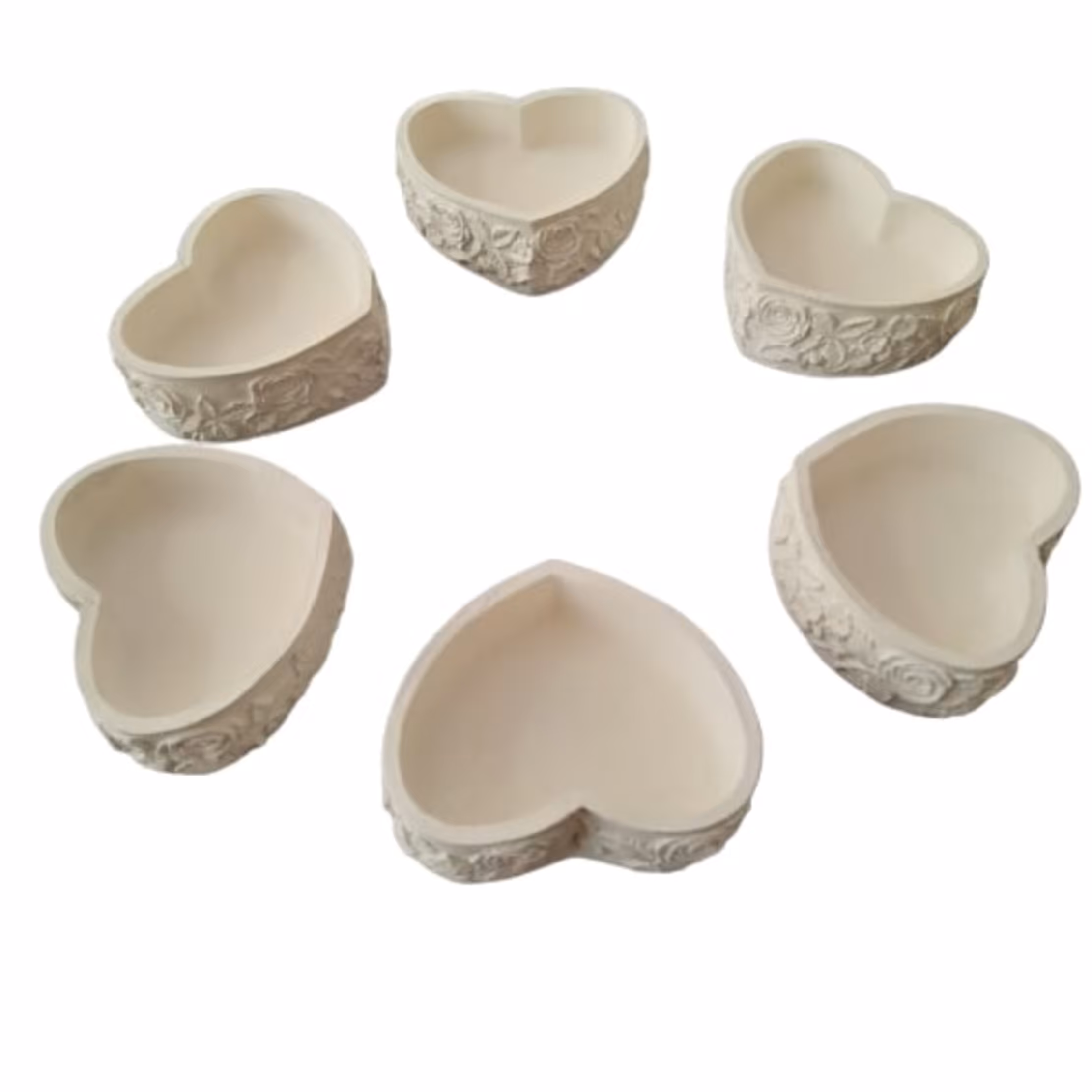 مجموعه ظروف هفت سین بتنی 6 پارچه مدل قلب گل گلی