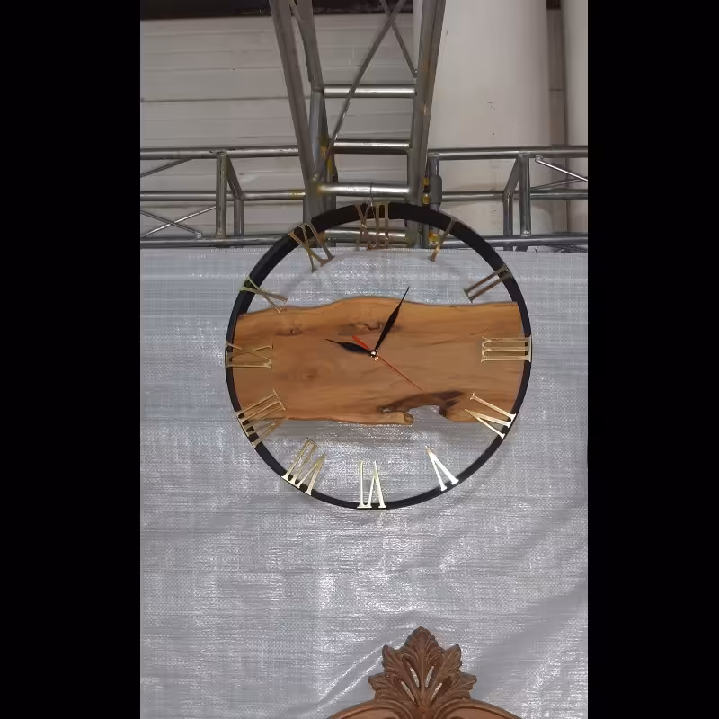 ساعت دیواری چوبی رینگ چوبی قطر 35 