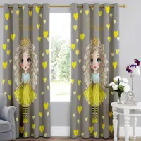 پرده اتاق کودک طرح دختر موفرفری بروا گالری با کیفیت و دوخت بسیار عالی