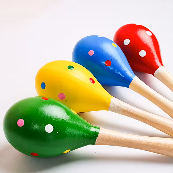 اسباب بازی جغجغه چوبی طرح خال خالی کد 5361840