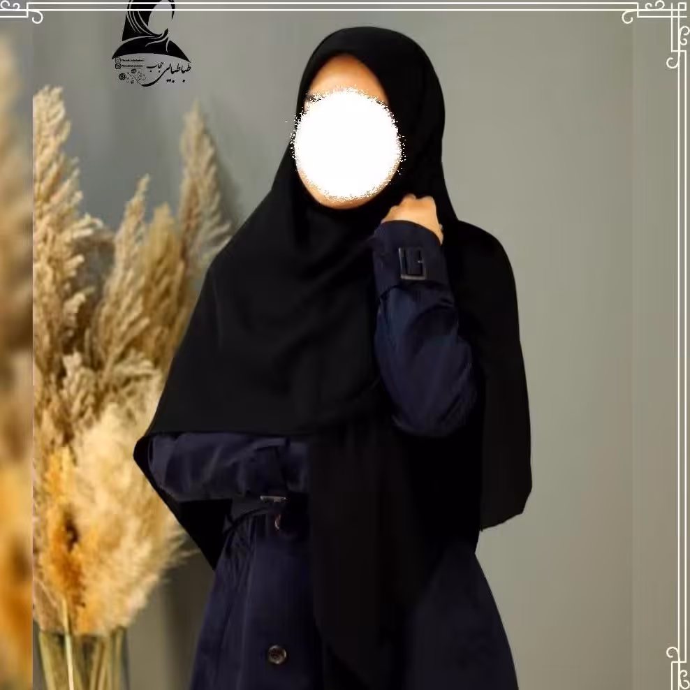 روسری تک مشکی قواره 130 دور دست دوز جنس کرپ حریر مناسب ایام عزاداری