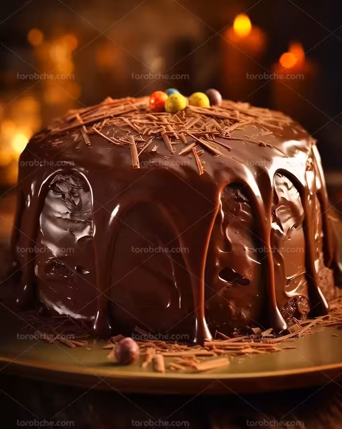 عکس کیک کاکائو با روکش شکلاتی | گرافیک با طعم تربچه