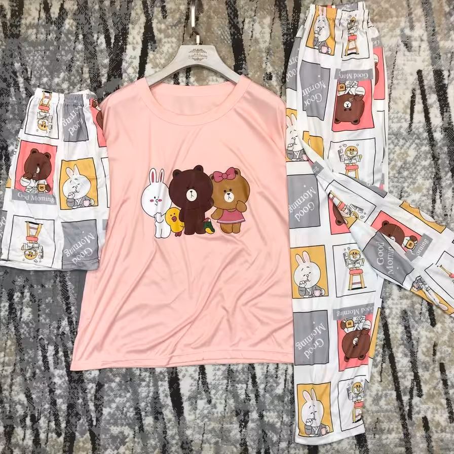 ست سه تیکه از جنس نخ لاکرا در طرحهای مختلف کد 07