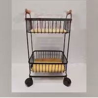 جای سیب زمینی پیاز مشکی دو طبقه کف چوب چرخ دار