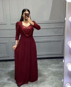 پیراهن شب زنانه کرپ مدل ماکسی مجلسی مریم