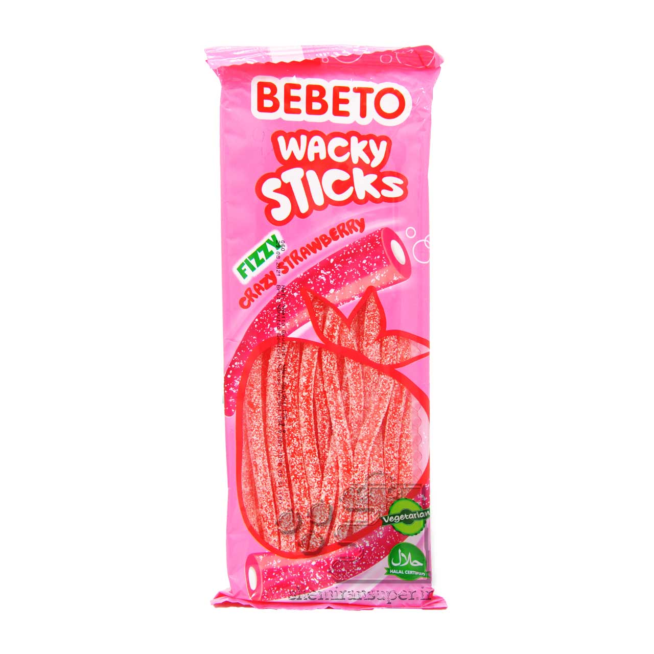 پاستیل شکری لوله ای توت فرنگی ترش ( گیاهخواری ) 175 گرم ببتو – bebeto
