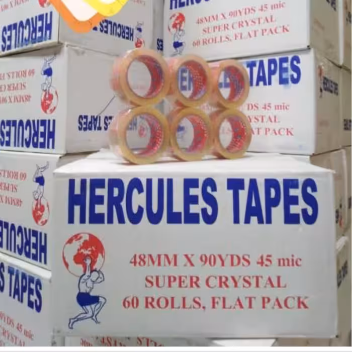 چسب پهن 5 سانتی 90 یارد مارک هرکولس HERCULES کارتن 60 عددی 