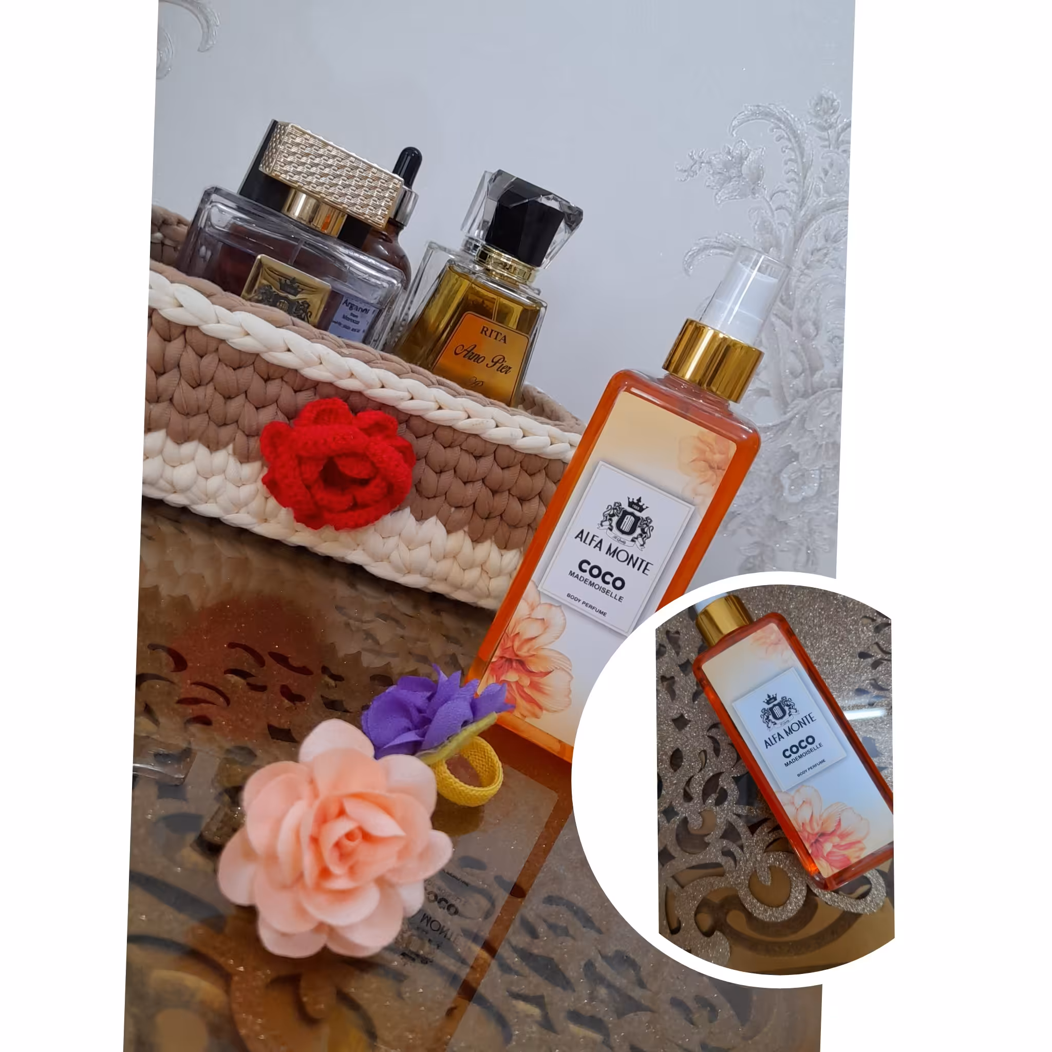 بادی پرفیوم زنانه آلفا مونته مدل کوکو مادمازل دارای رایحه ملایم و شیرین