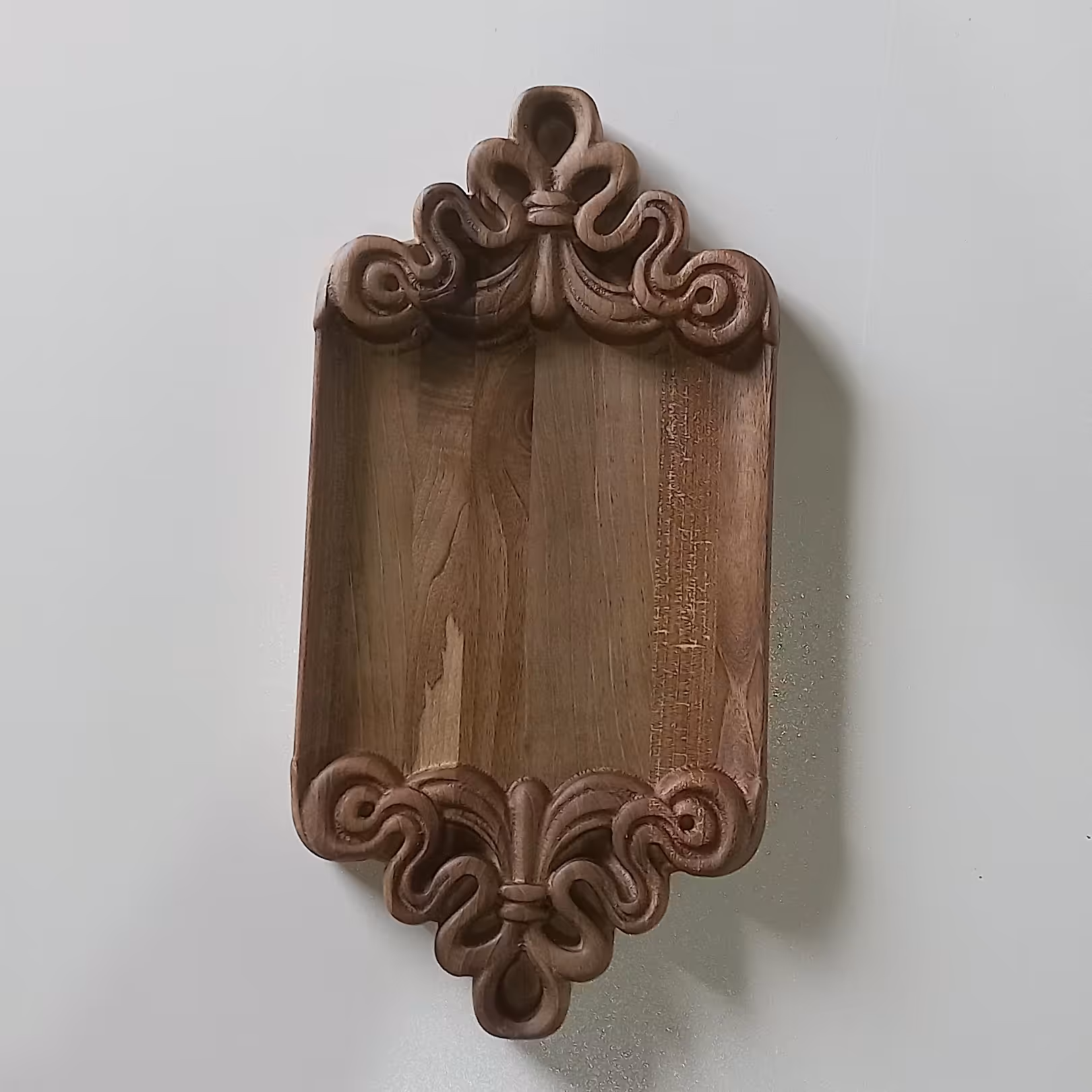 ظرف سینی چوبی گلدار از جنس چوب گردو  سیاه