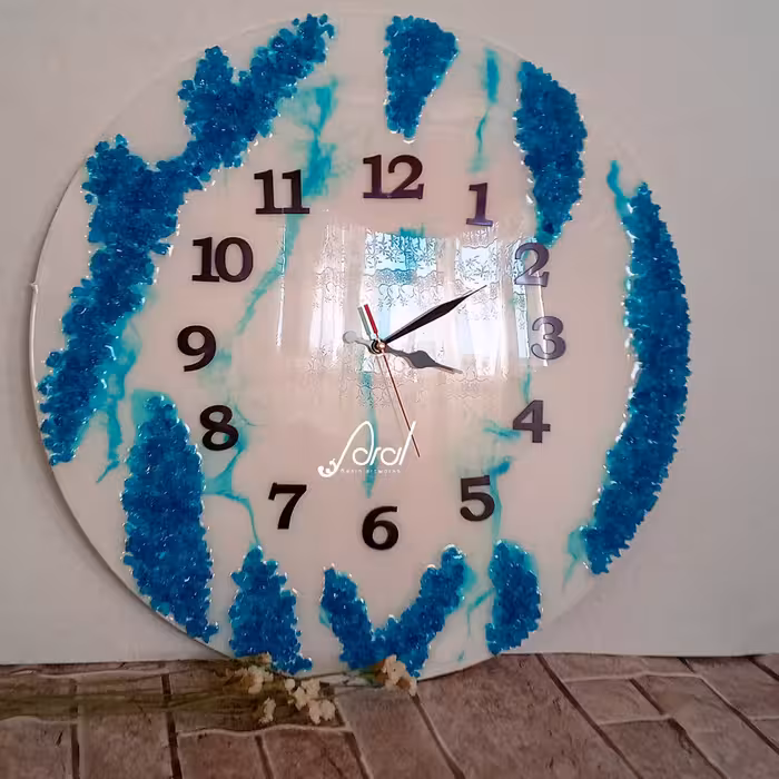 ساعت تم آبی به قطر50سانت.کارشده بارزین وکریستال