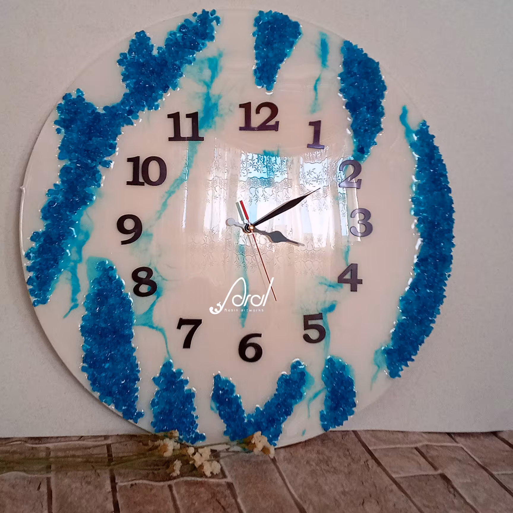 ساعت تم آبی به قطر50سانت.کارشده بارزین وکریستال