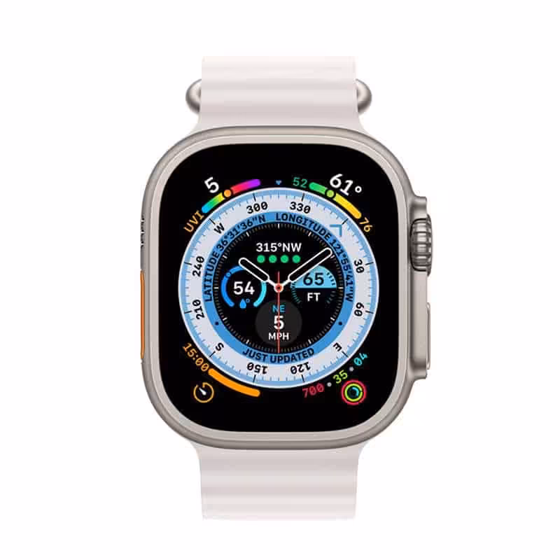 اپل واچ اولترا تیتانیومی با بند اوشن سفید