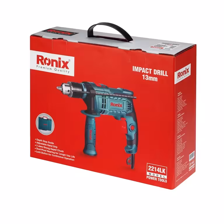 دریل برقی 13 میلی‌ آچاری با کیف 650 وات مدل 2214LK رونیکس