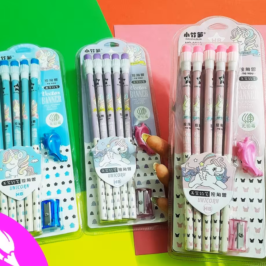 مداد مشکی پاک کن دار یونیکورن بسته ده عددی