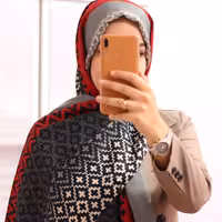 شال قرمز مشکی نخی