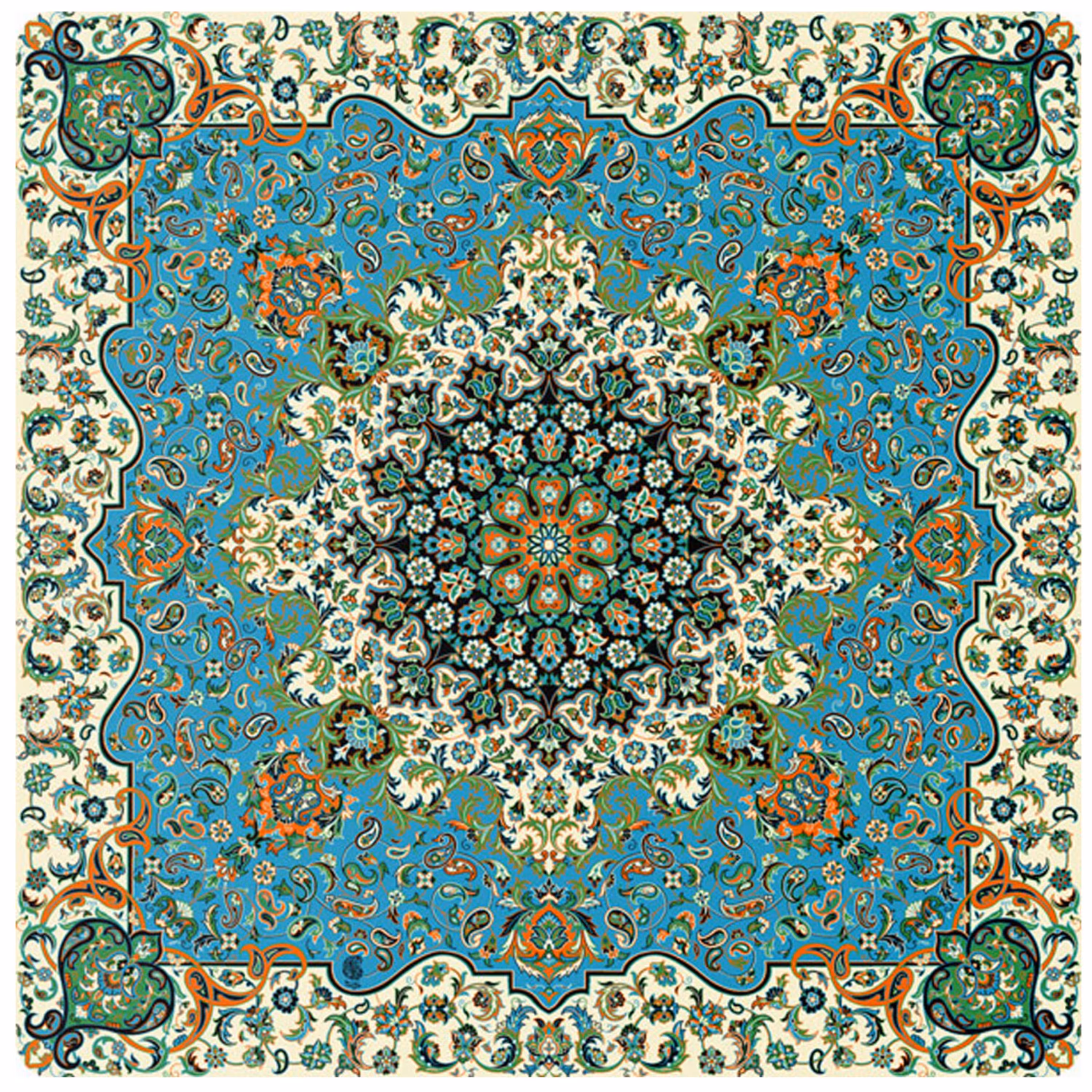 رومیزی ترمه حسینی طرح فرحزاد مربع یک در یک ابریشمی