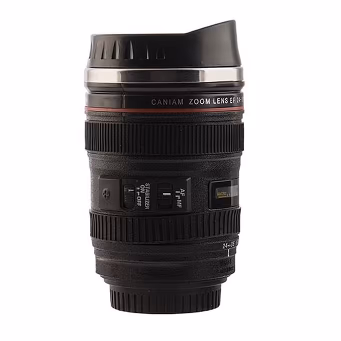 ماگ درب دار طرح لنز دوربین 