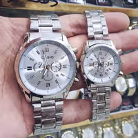 ساعت کاسیو ست زنانه و مردانه تقویم دار استیل رنگ ثابت ضدآب موتور ژاپن پشت ساعت حک شده طرح 3موتور ارسال رایگان با جعبه 