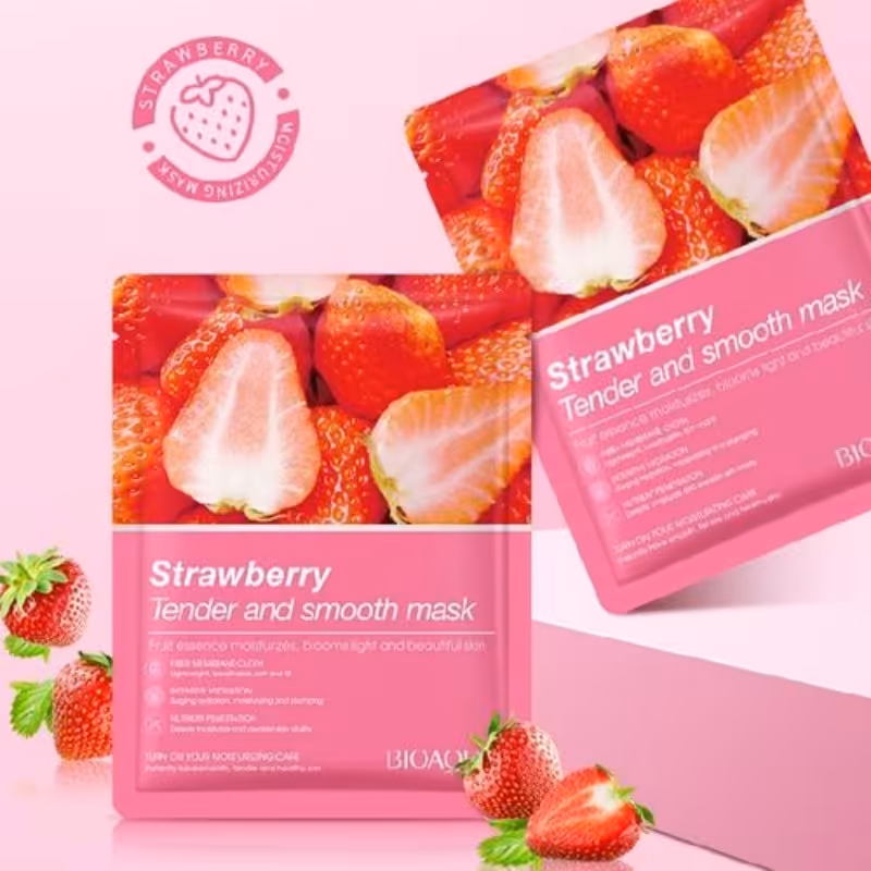 ماسک ورقه ای صورت با عصاره توت فرنگی بیوآکوا BIOAQUA